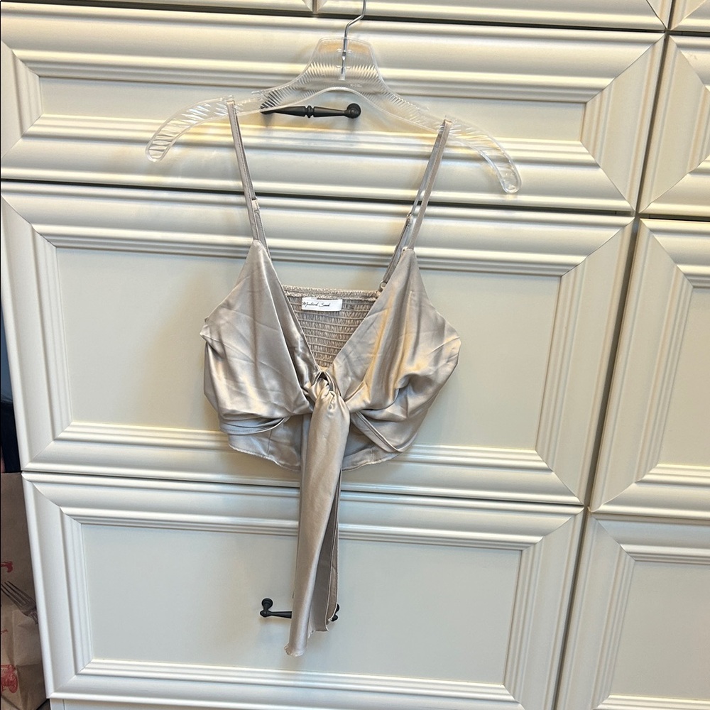 Mustard Seed Metallic Crop Top